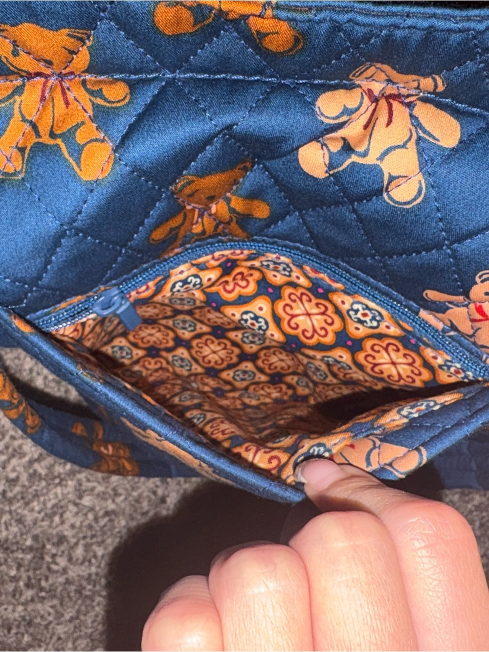 Vera Bradley Navy Quilted Tote with Teddy Bear Print - Picture 5 of 6